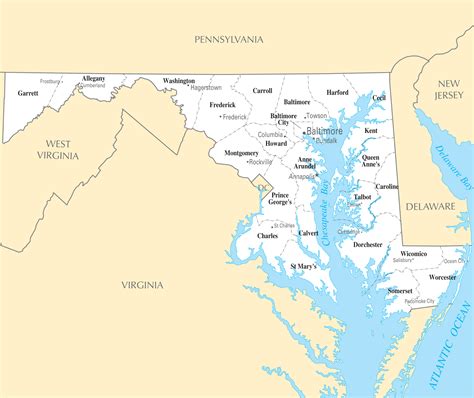 maryland map with cities and towns
